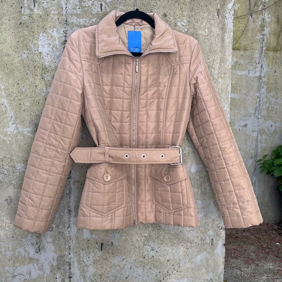 Escada Sport Women’s Quilted Jacket / Coat, Tan / Beige, Belted, Size 36 (Small) - Picture 1 of 10